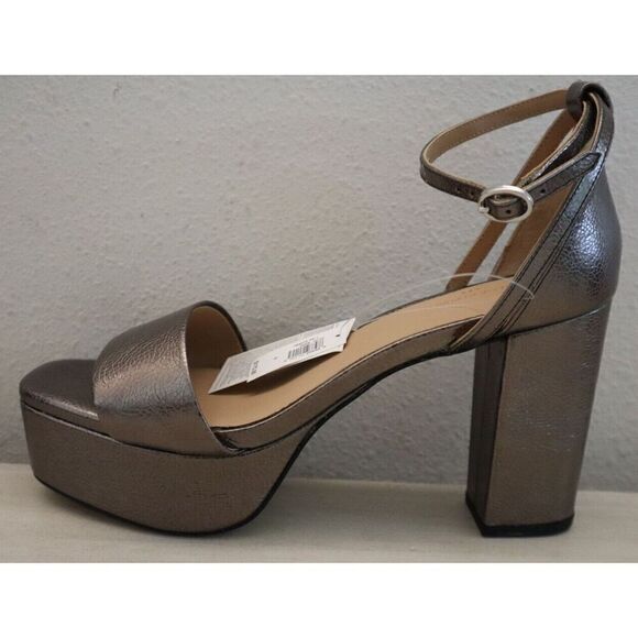 Banana Republic Women's Sz 8 Pewter/Gray Leather Platform Dress Heels - Picture 8 of 13